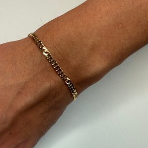 Bransoleta męska łańcuszkowa „Rombo” – srebro 925 pozłacane 18K